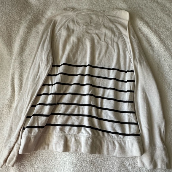 Merona white sweater long sleeve top with navy stripes size large - Picture 2 of 3
